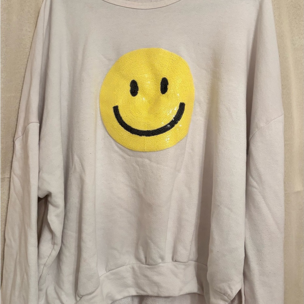 White Smiley Face Sweater